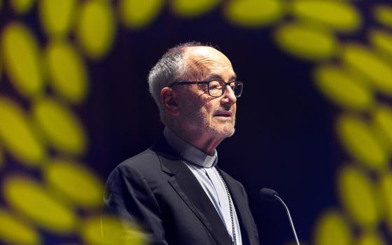 Cardinal Michael Czerny, head of the Vatican Dicastery for Promoting Integral Human Development, speaks on the role of universities in global responses to climate change and socioecological disasters during a lecture at Gonzaga University in Spokane, Washington, March 9. (Gonzaga University/Zack Berlat)